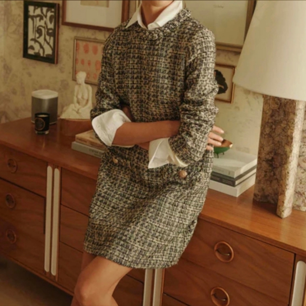 Tuckernuck Smoke And Mirrors Jackie Tweed Metallic Grey Mini Dress Size Small
